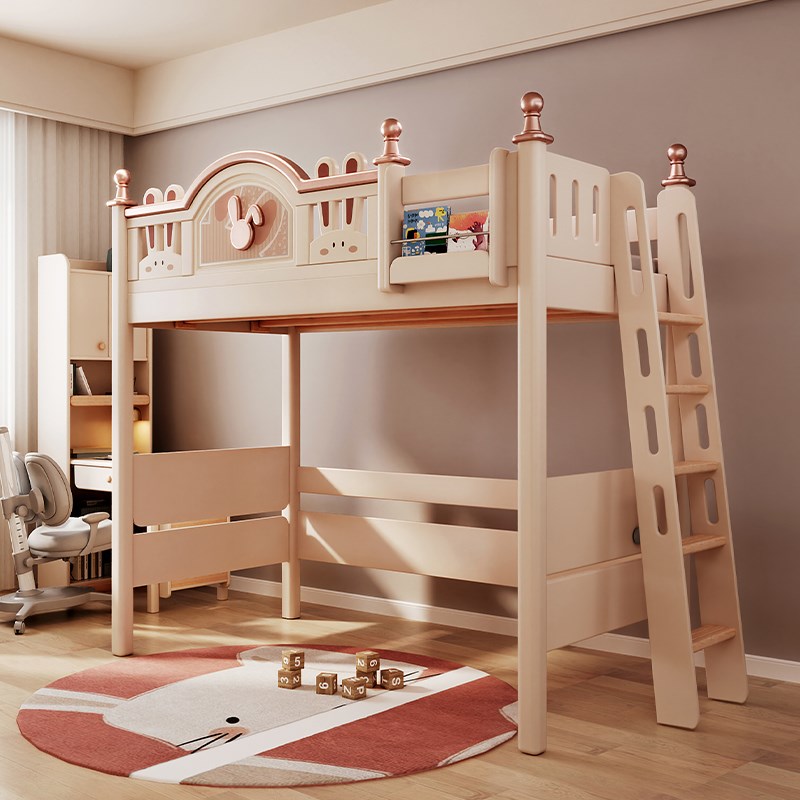 实木上层高架床单上层上床下空下桌下柜组L合床高低子母床双层床