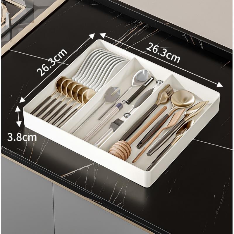 厨房柜内抽屉内置分隔整理盒餐具筷子勺子抽屉分格可伸Y缩收纳盒