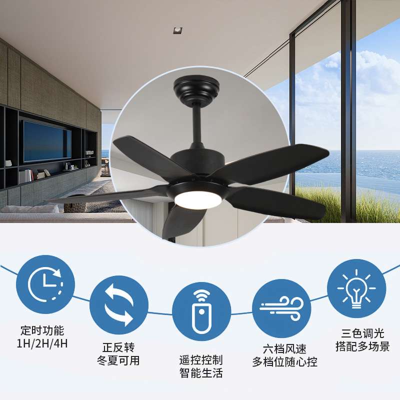 风扇灯中山灯具现代简约吊扇灯智能客厅风扇灯大灯电扇一体吊灯