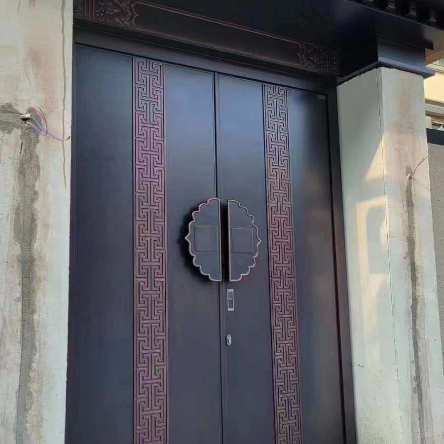 别墅自建房双开门防爆隔音系统智能门庭院门现代简约精雕入户大门