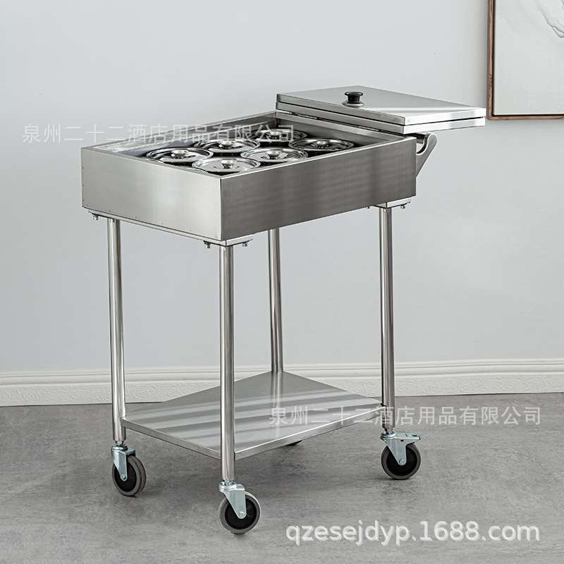 饭店不锈钢调料车商用厨房架油盐酱醋移动小推车摆摊料盒油缸火锅