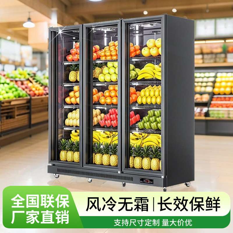水果冷藏展示柜商用冰柜立式双门保鲜柜蔬菜冷柜跨境冰箱 厂家