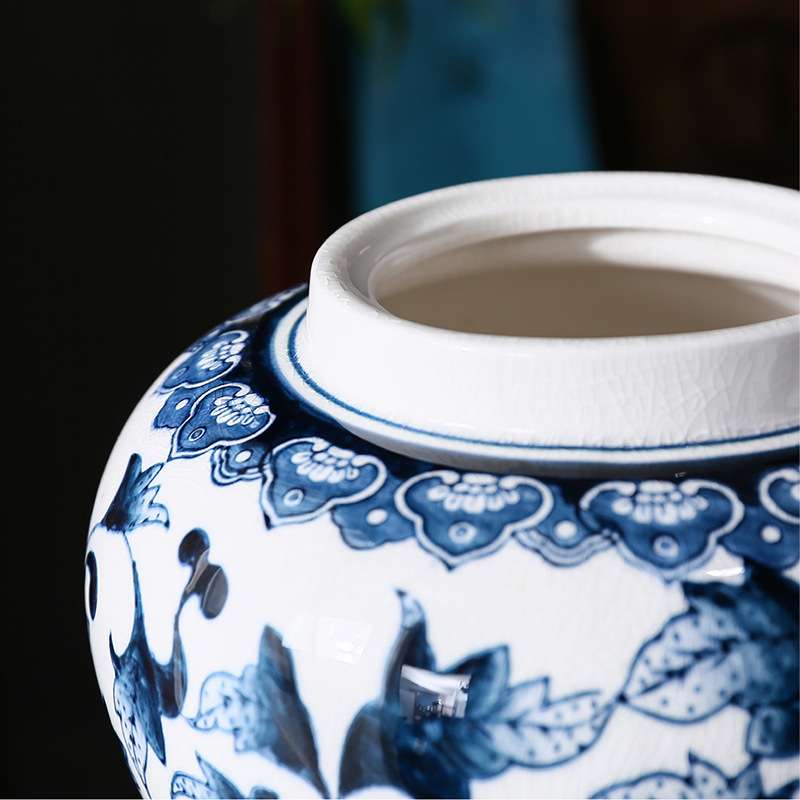 新中式白瓷古典青花陶瓷储物罐家具摆件装饰工艺品纯手工彩绘