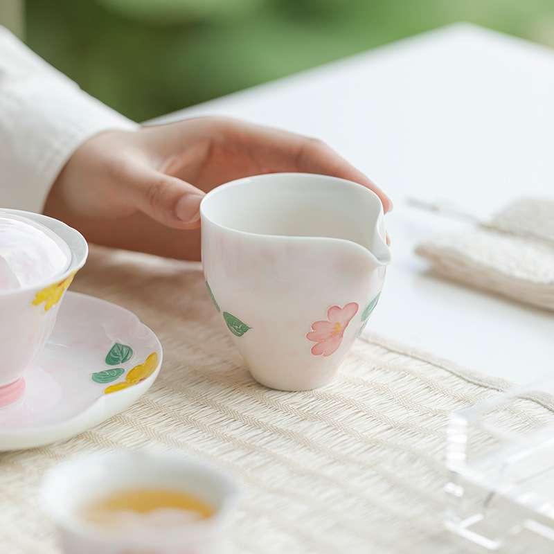 弥言日式有田烧手绘公道杯纯手工陶瓷分茶器家用均杯匀杯茶道配件