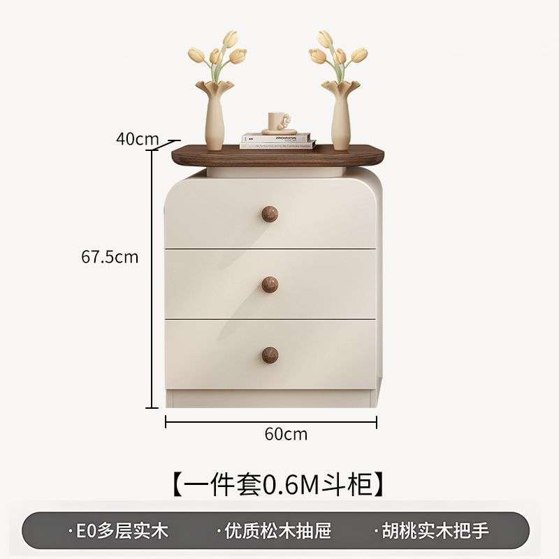 新款卧室梳妆台斗柜一体实木化妆桌简约现代中古风收纳柜代发