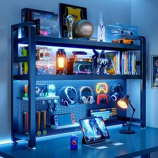 桌面置物架电竞房电脑桌上洞洞板书架分层宿舍学生书桌多层收纳架