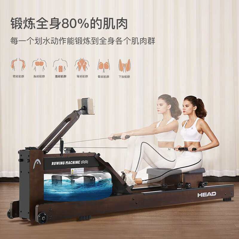 海德(HEAD)生态智能 家用水阻划船器可折叠免安装实木WR655橡胶木