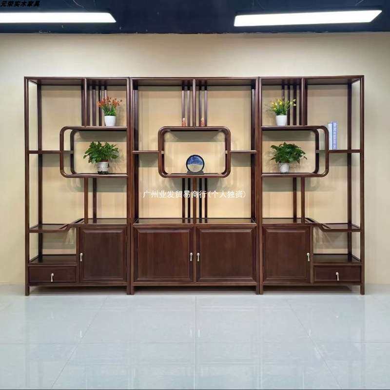 老船木博古架展示柜实木中式隔断简约现代置物架茶室多宝阁书架子