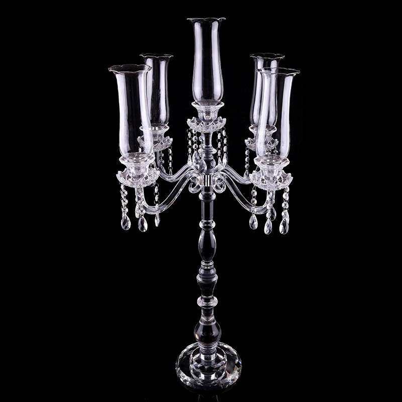 玻璃烛台婚礼装饰用品带灯罩拆装布置蜡烛台北欧水晶烛光婚庆餐桌