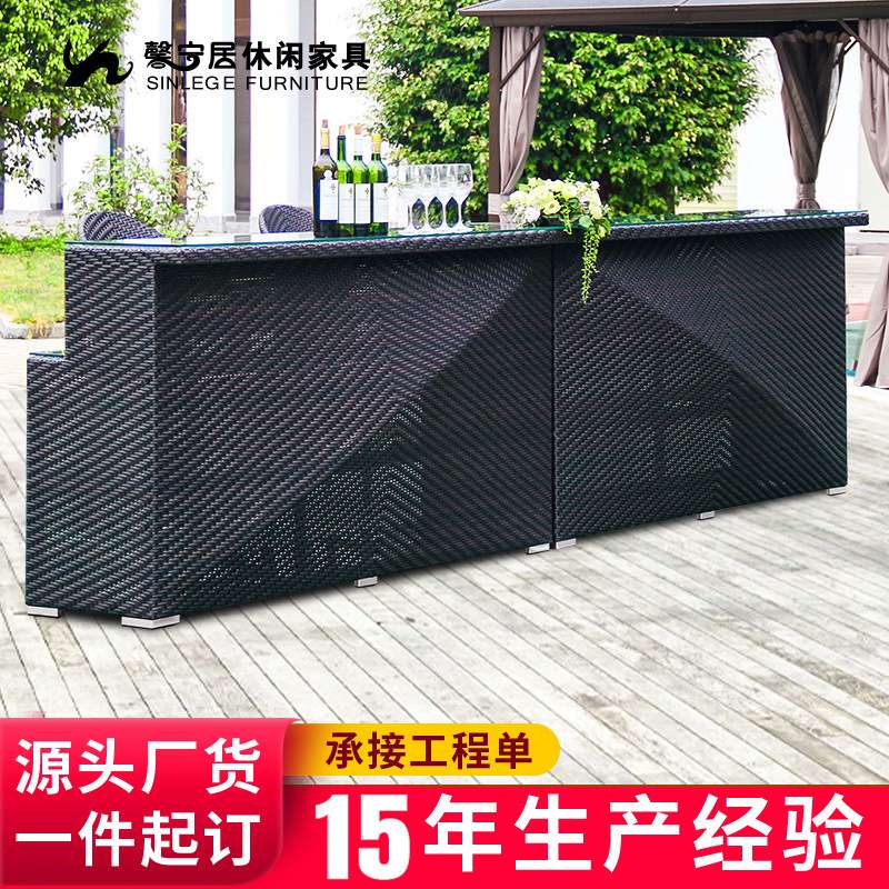 馨宁居餐厅编藤桌椅酒吧咖啡厅吧椅户外庭院露天家具酒店藤编吧台