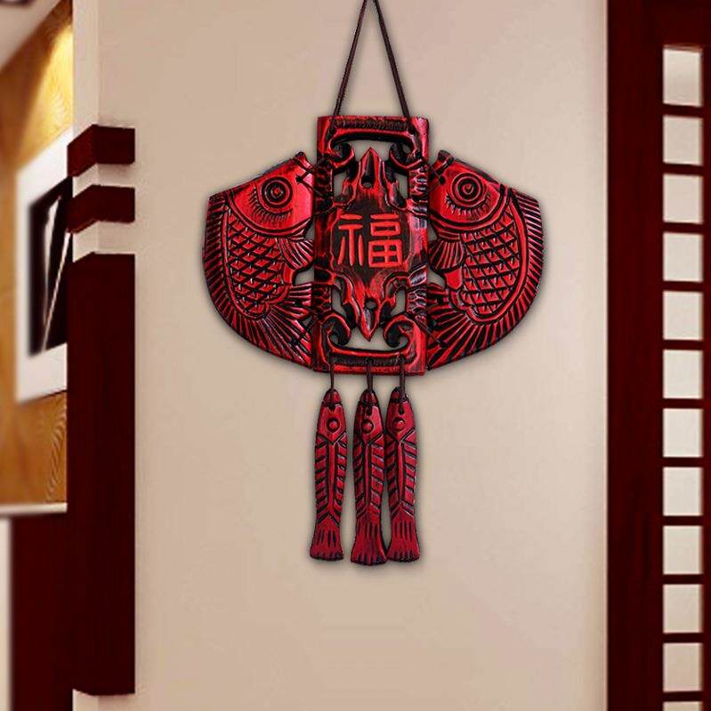 玄关门上装饰品挂件创意入户门口墙面中式鱼卧室床头入户墙上挂饰