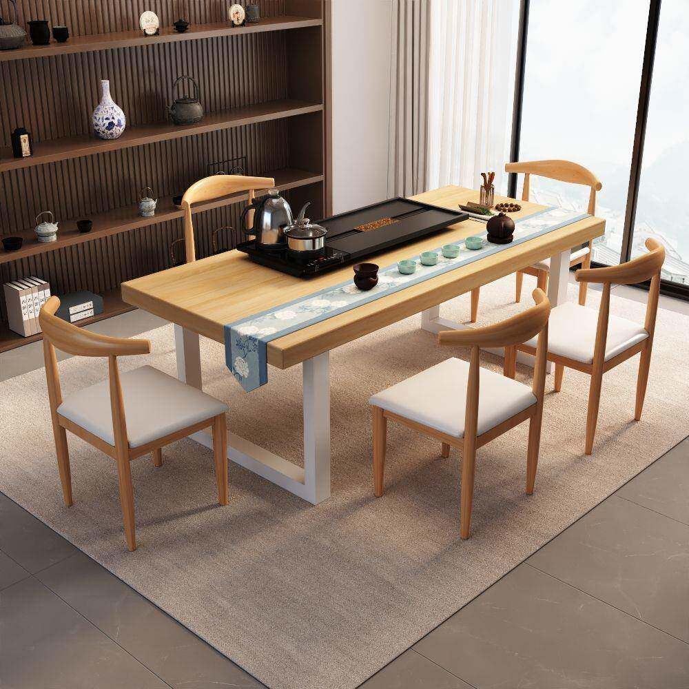 新中式阳台茶桌椅组合仿实木色茶台现代简约一体干泡家用茶几桌