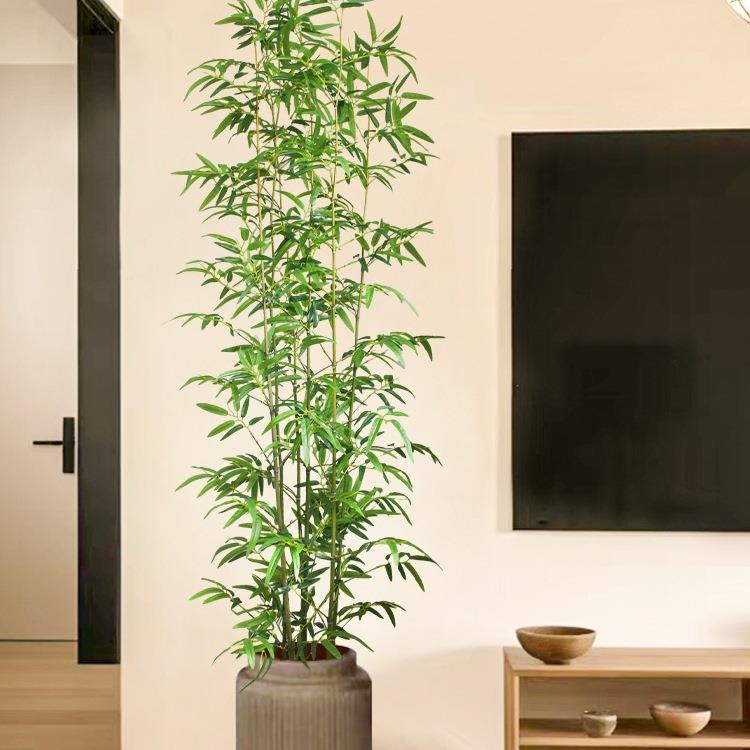 仿真竹子室内装饰假竹子隔断屏风挡墙造景室外装饰竹盆栽加密绿植