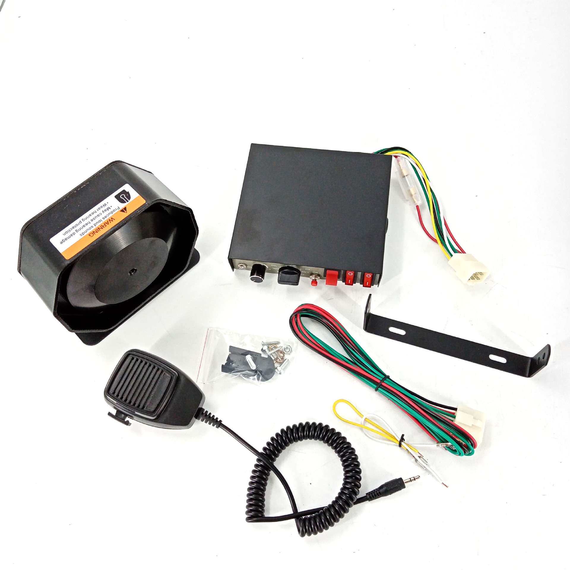 200W大功率车载超薄喇叭18音警报器CJB200W主机带话筒12v24V