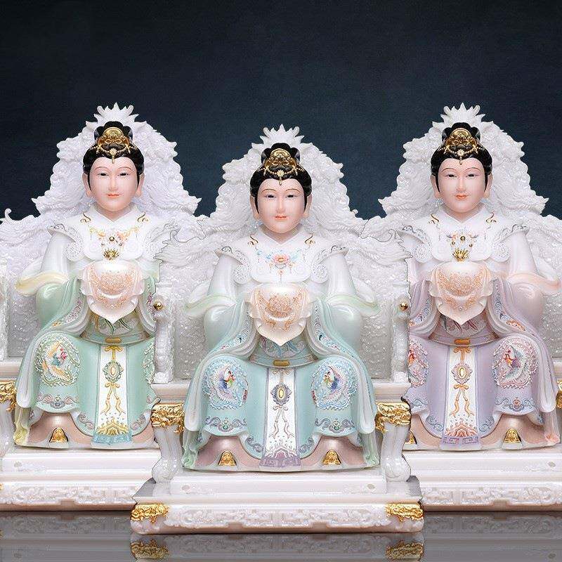 福盛东三霄娘娘神像仿汉白玉云霄琼霄碧霄感应随世三仙姑送子娘娘