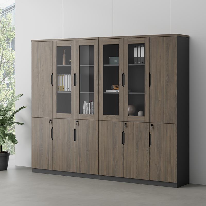 办公家具文件柜简约现代资料柜储物柜老板办公室书柜木质背景柜子