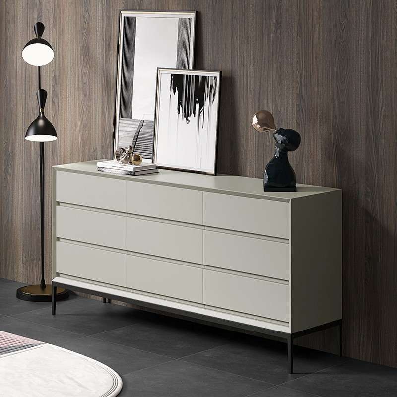 意式极简九斗柜轻奢现代简约客厅卧室实木储物餐边柜墙边收纳柜子