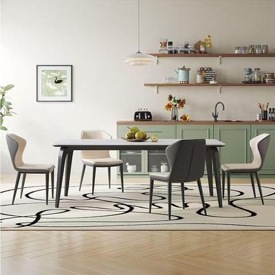 岩板餐桌椅家用小户型轻奢简约长方形吃饭桌子客厅现代新款方桌