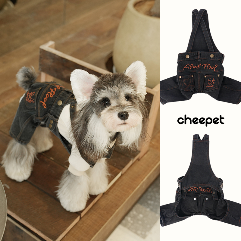 趣派小型犬四季牛仔背带裤