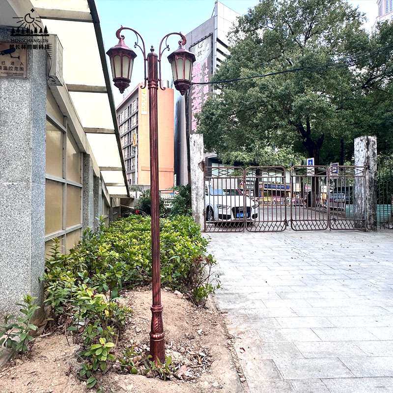 3米双头庭院灯复古美式压铸铝路灯学校公园社区小区园林照明行道