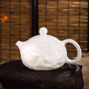 陈德根纯手工高端茶壶冰种素烧玉瓷泡茶壶立体浮雕西施壶单壶