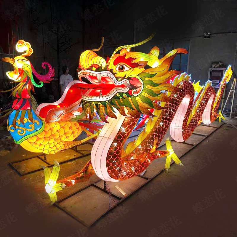 春节元宵节龙年中国龙花灯 中国风民俗街道彩灯 龙凤呈祥手工花灯