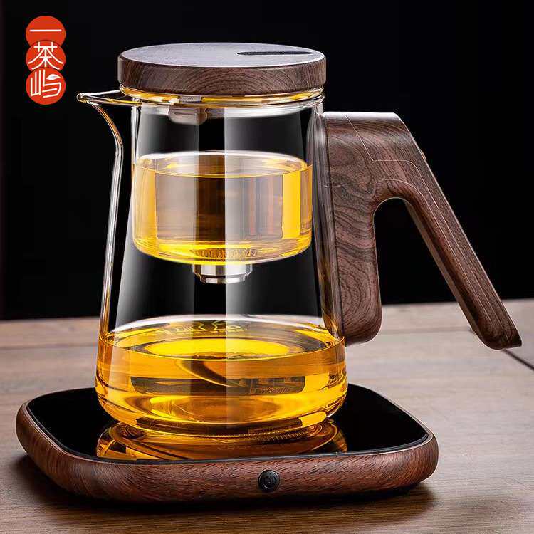 顶壶中心无杆磁吸泡茶壶全玻璃内胆家用过滤飘逸杯泡茶神器