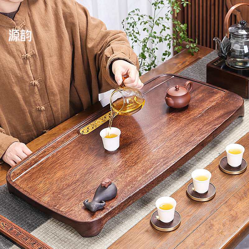 高档胡桃木茶盘家用整块实木茶台新款中式高端茶海茶具原木茶托盘