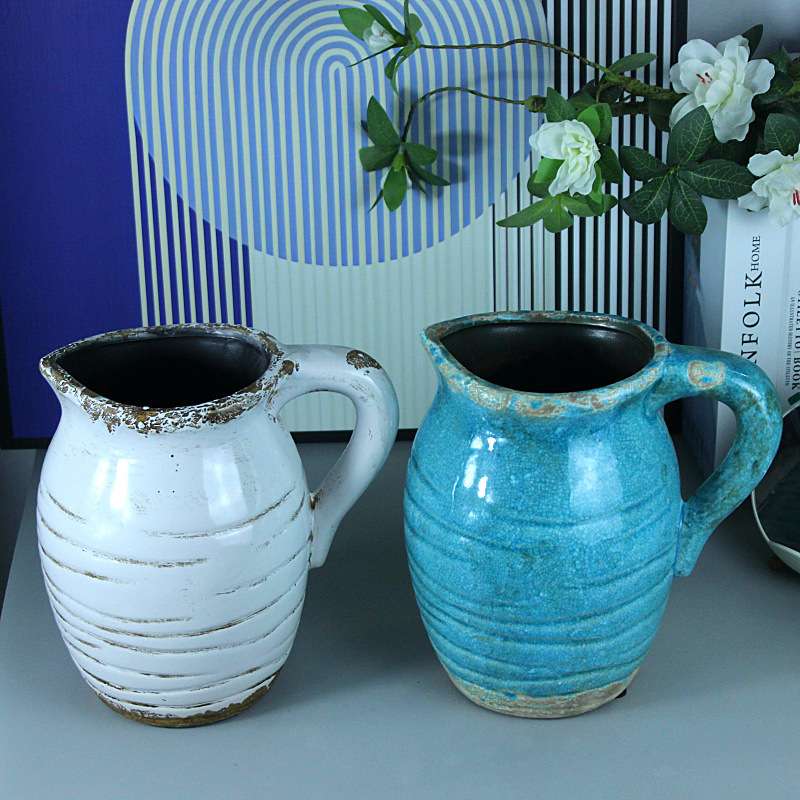 美式地中海现代家居饰品工艺陶瓷摆件花瓶板房设计橱窗奶壶花器