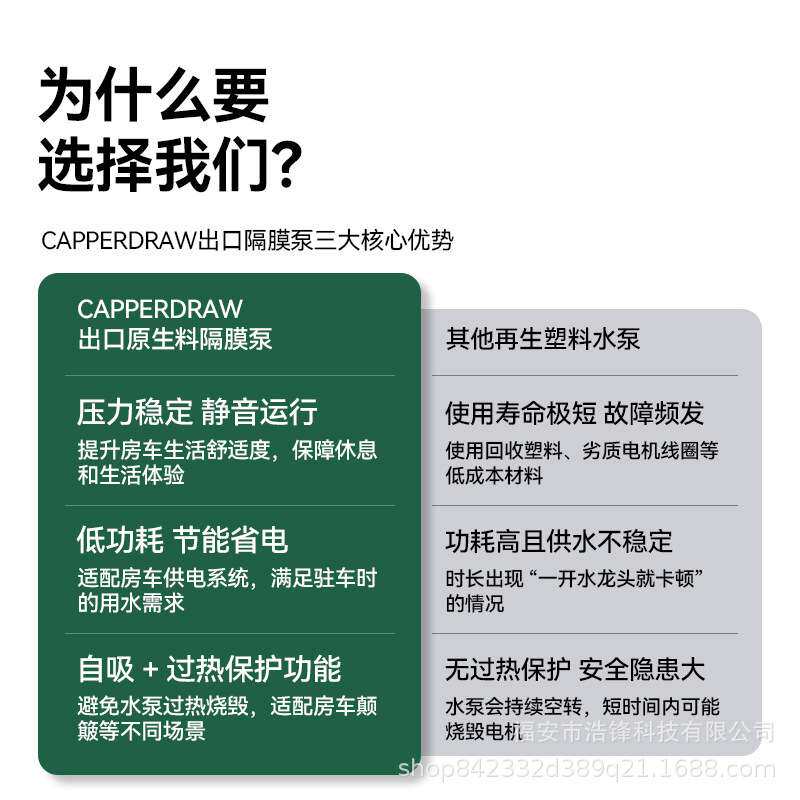 33款房车水泵12V24V直流电动往复式抽水泵小型隔膜自吸三腔吸水泵
