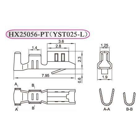 红星接插件 连带端子压线簧片HX25056-PT  YST025-L  一盘8000只
