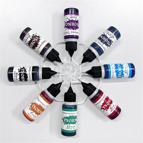 8种彩色膏海娜纹身膏持久防水植物果汁膏不晕色人体彩绘颜料15ml
