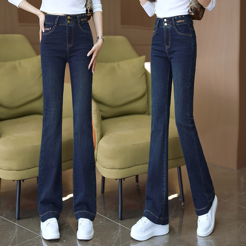 高腰深色微喇牛仔裤女2025年春秋新款百搭小个子窄版修身喇叭裤子,女装/女士精品,牛仔裤,淘宝优惠券,粉丝福利购,淘宝优惠卷