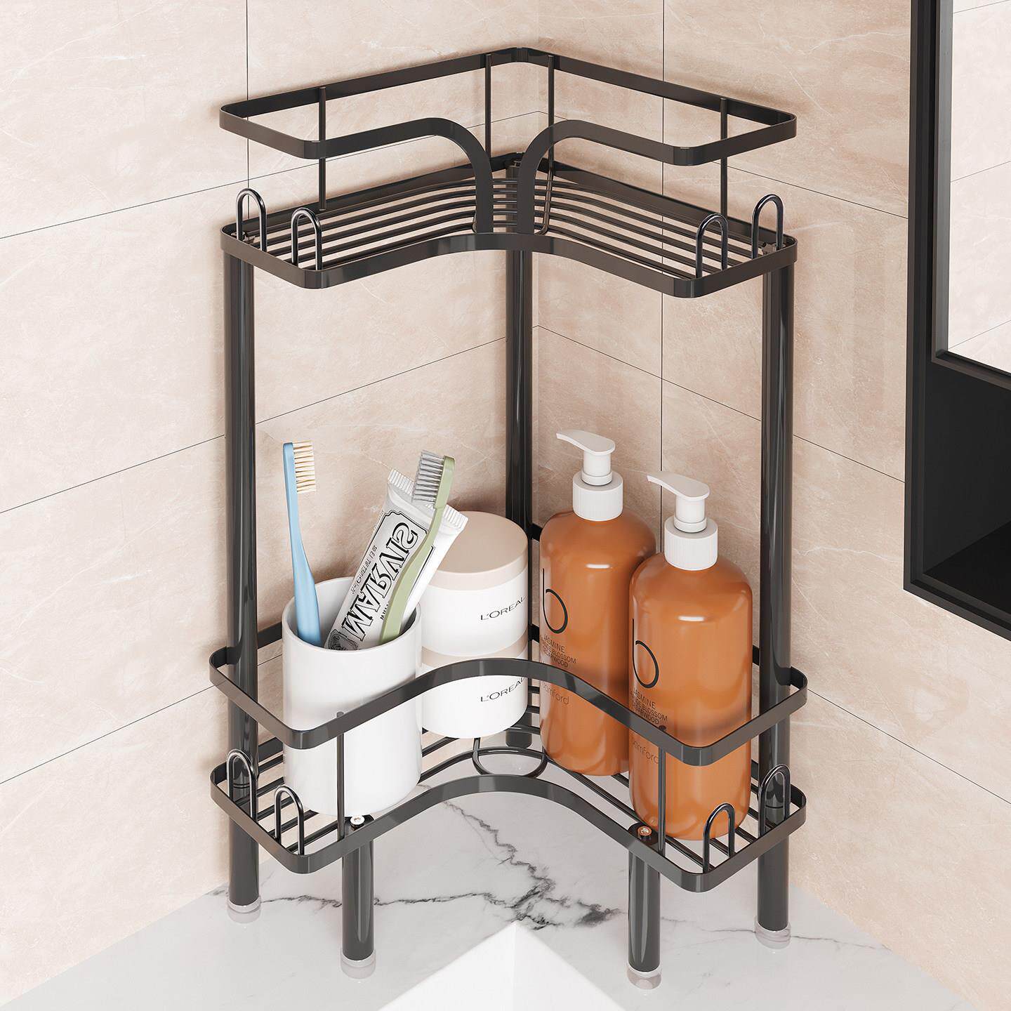 浴室转角置物架三脚墙角收纳神器多层三角篮化妆室厕所沐浴露落地