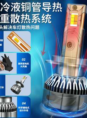 聚光LED汽车大灯H1H3H7强光H4远近一体前照灯双铜管三色温24V货车