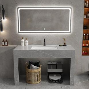 餐厅厕所落地式岩板洗漱台卫生间防水浴室柜免打孔洗手洗脸池组合