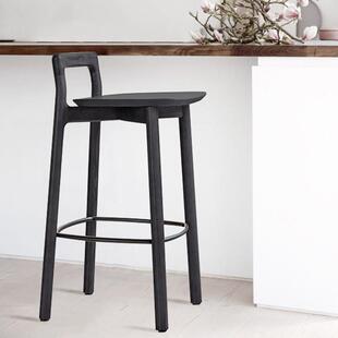 实木吧台椅家用高椅子高脚凳木吧椅白蜡木吧台凳现代简约靠背高凳