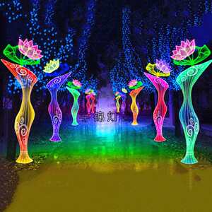 喜庆花灯 -立体美丽绽放荷花造型、春节花灯 新年春节日商场装饰