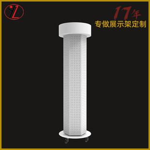 旋转洞洞板展示架金属挂钩展架 落地式冲孔板商品货架 带灯箱广告