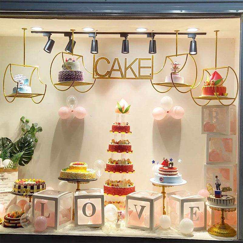 北欧风创意橱窗展示架展台吊架铁艺蛋糕架子蛋糕店商用模型陈列架