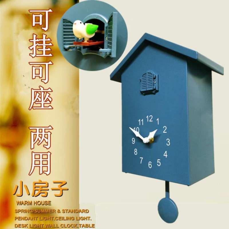 欧式创意布谷鸟咕咕钟客厅装饰挂钟壁挂报时挂钟静音石英钟座新品