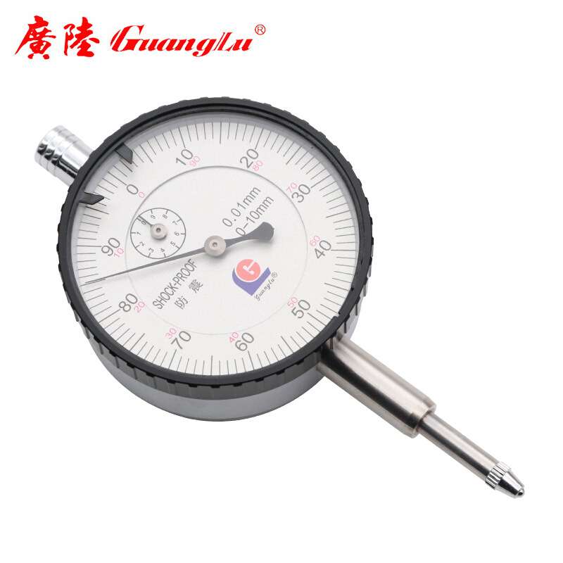 广陆 机械百分表0-5mm 防震 表盘55mm 指示表磁力表座 321-130-2