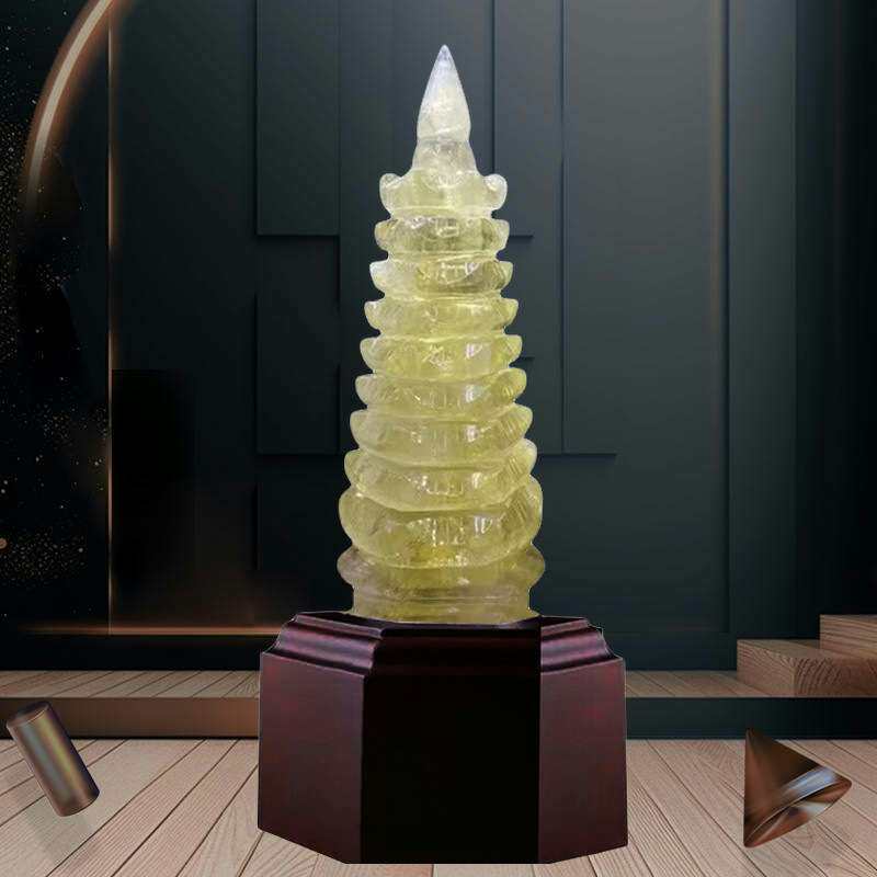 天然水晶文昌塔7层9层13层粉白紫黄色水晶宝塔办公室学生书房摆件