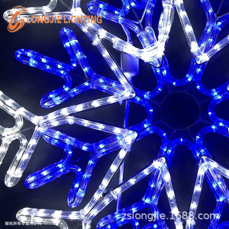 直径0.8米PVC圆二线灯带灯光节造型灯2D平面LED雪花图案灯