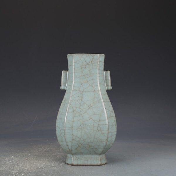 收藏耳粉青瓶仿古瓷器宋宋官窑釉贯收藏古董古玩宋代老瓷器瓷