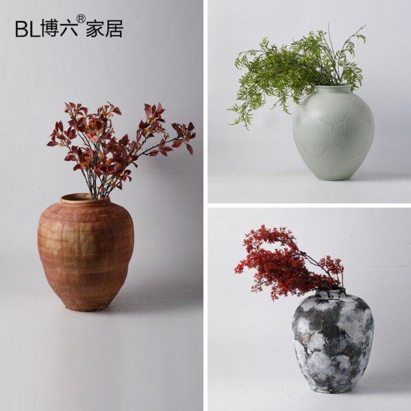 新中式土黄色罐花瓶摆件现代复古样板间酒店玄关花器陶瓷罐装饰品,家居饰品,花瓶,淘宝优惠券,粉丝福利购,淘宝优惠卷