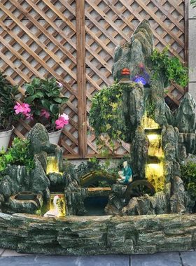 大型室内客厅办公室假山流水喷泉户外花园庭院阳台山水景观瀑布