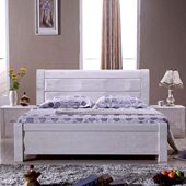 1.8水1.5米实木白色曲柳高箱储物床全实木床现代简约 婚床双人床