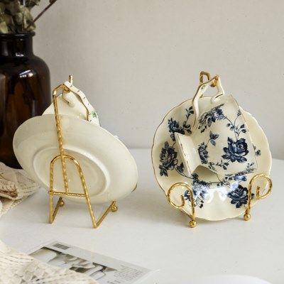 欧式轻奢咖啡杯收纳架金属铁艺单杯碟架展示架复古水杯支架杯架子,餐饮具,配套器具,淘宝优惠券,粉丝福利购,淘宝优惠卷