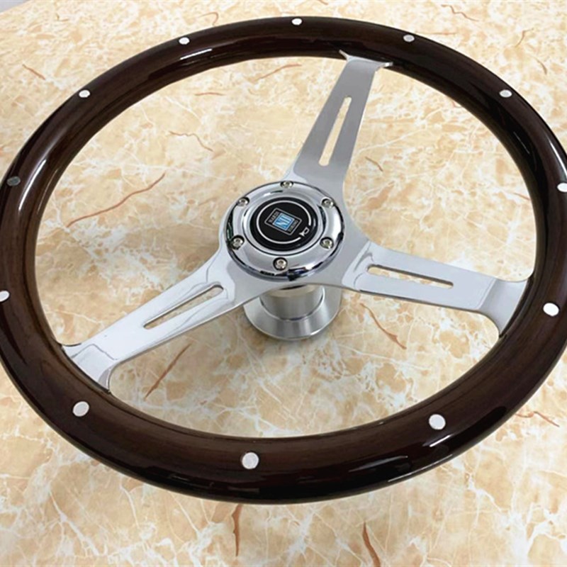 汽车改装方d向盘普桑捷达14寸竞技15寸实木实心通用碳纤桃木方向